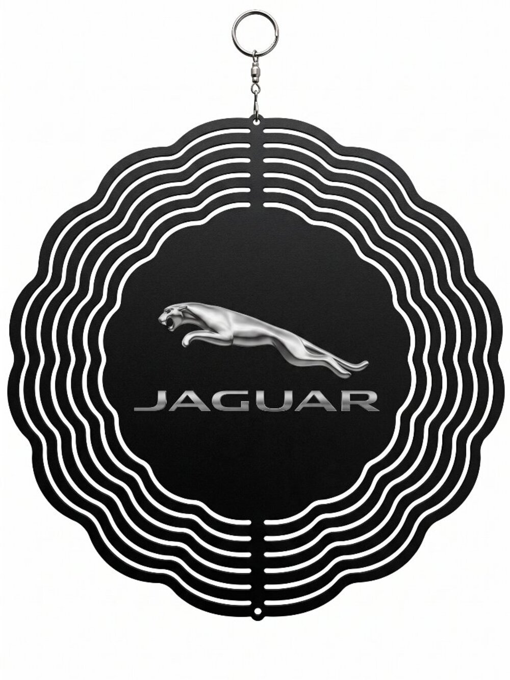 10" Jaguar Leaping Cat Kinetic Wind Spinner - Black Metal Yard Decor